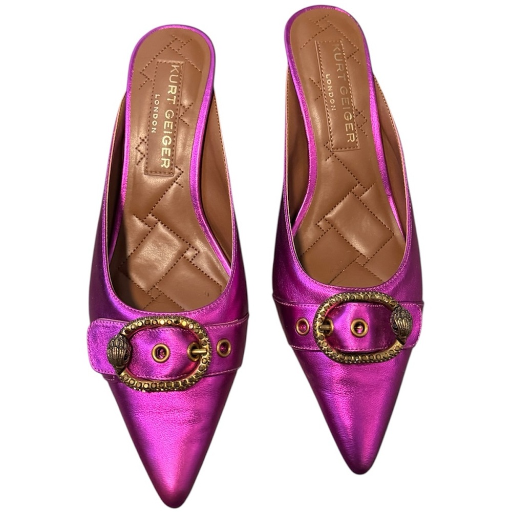 Kurt Geiger Fuchsia Mules with Gold Buckle 42